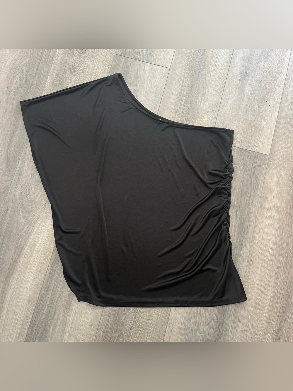Express Black One Shoulder Ruched Asymmetrical Top Large Y2K Going Out